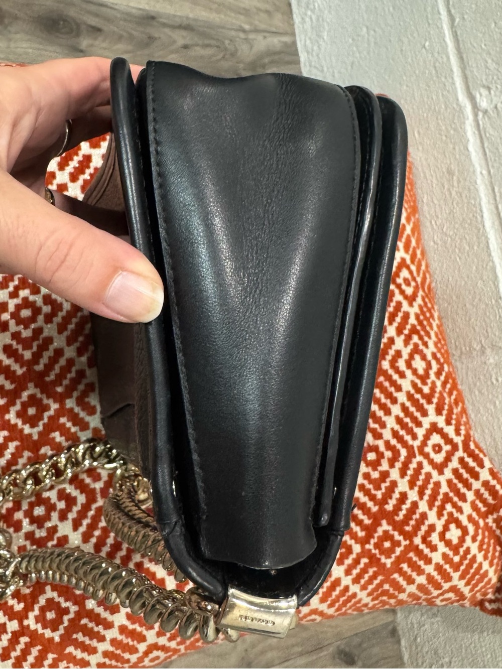 Coach Black Leather Chain Shoulder Bag Crossbody - Picture 11 of 13
